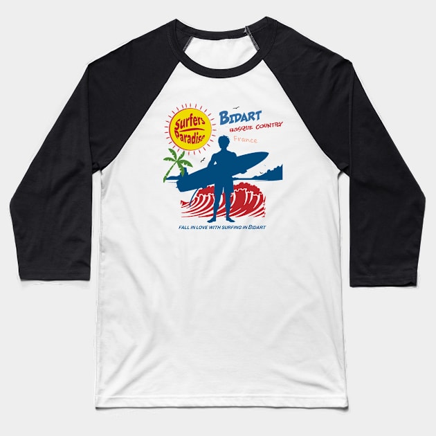 Bidart  basque country Surfing Baseball T-Shirt by Alexander Luminova